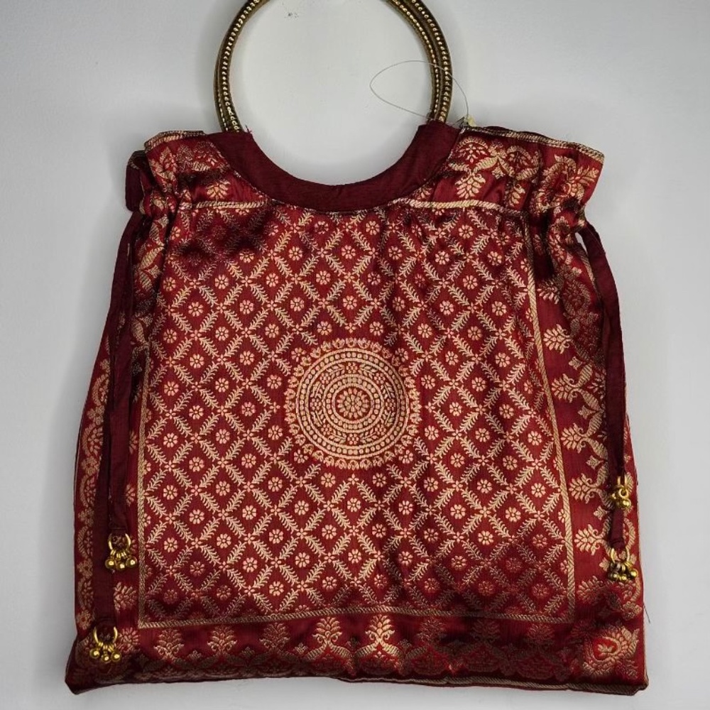 Maggi B Boho Mandela Wine and Gold 13x13” women’s Purse